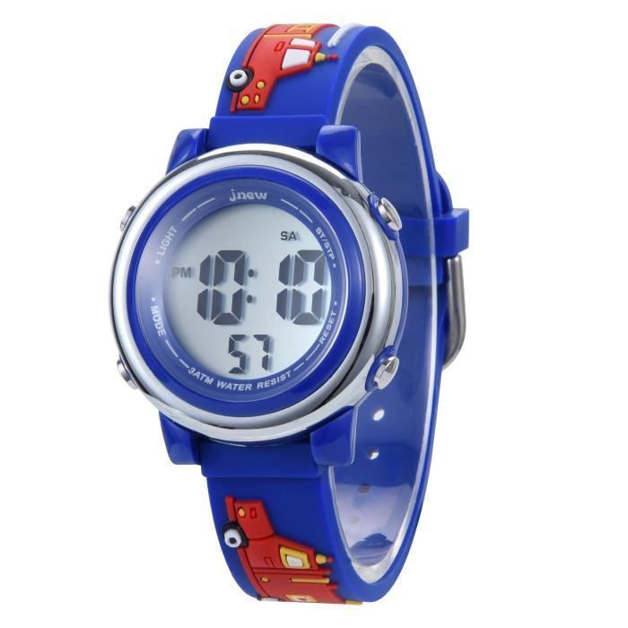 SHARPHY Children's Watch for Boys, Digital LED Alarm Clock, Colorful Luminous Quartz Movement, Charming Blue