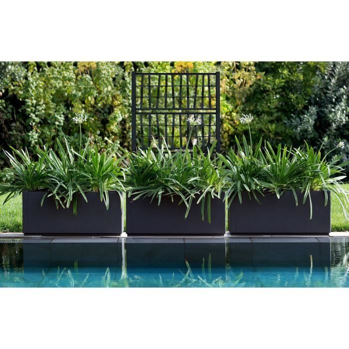 Macetero/jardinera rectangular STEFANPLAST ETHICA de 80 cm con enrejado - 80x36xh 140 cm - Grafito