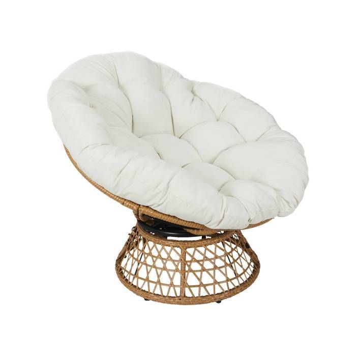 Poltrona papasan girevole TAHITI per interni/esterni in polyrattan, divanetto Ø96cm