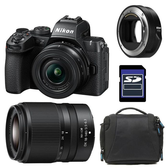 Nikon Z50 II hybrid camera + Z 16-50mm lens + Z 50-250mm lens + bag + 8GB SD card + FTZ II adapter