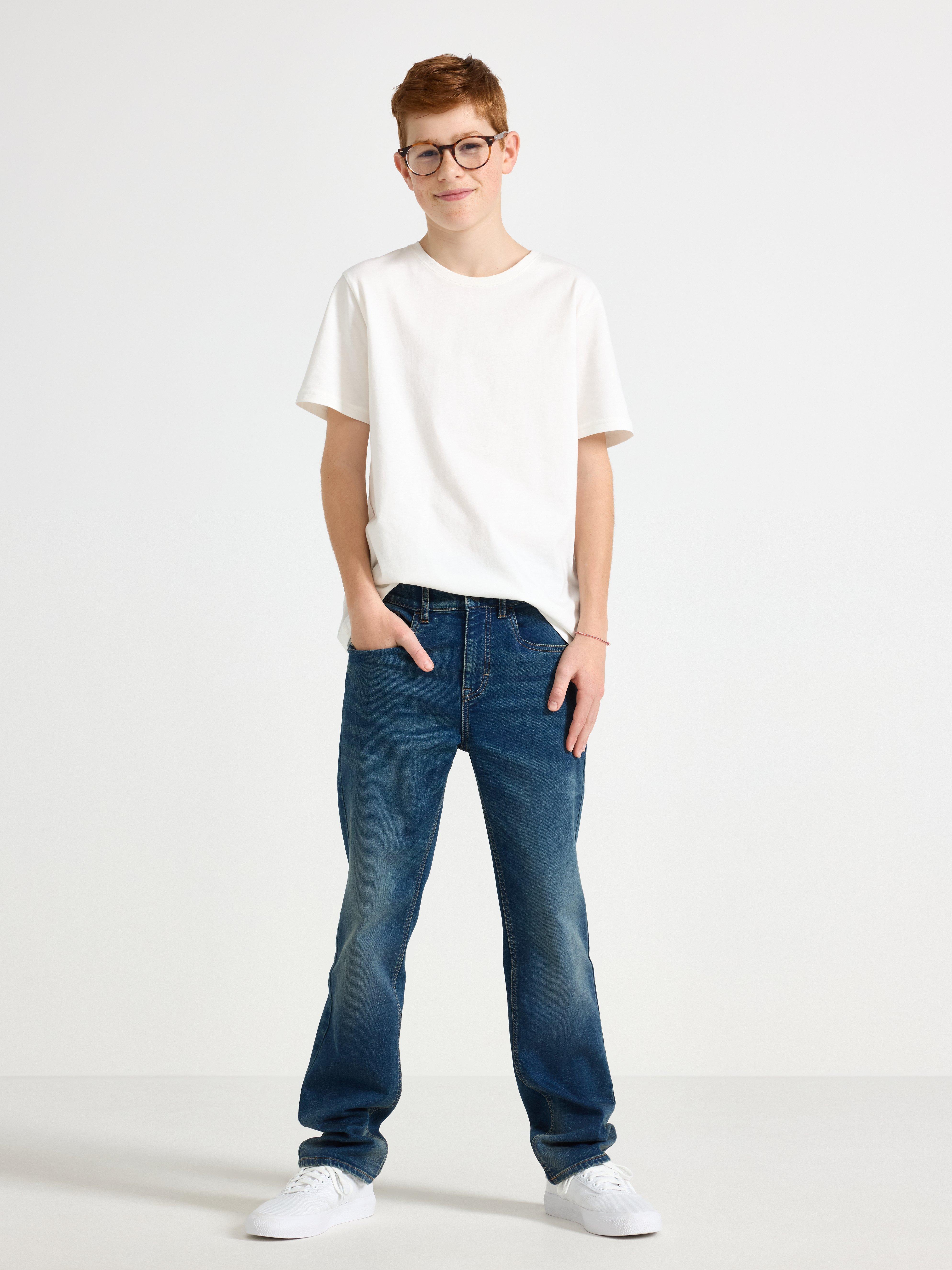 STAFFAN Jeans rectos súper elásticos de mezclilla oscura