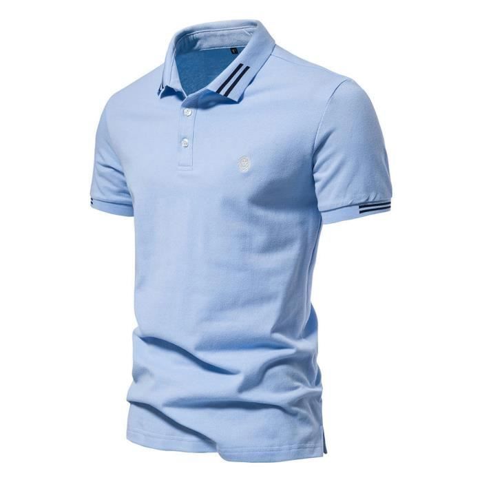 Polo de algodón de manga corta bordado para hombre, marca INSFITY, corte regular, color blanco.