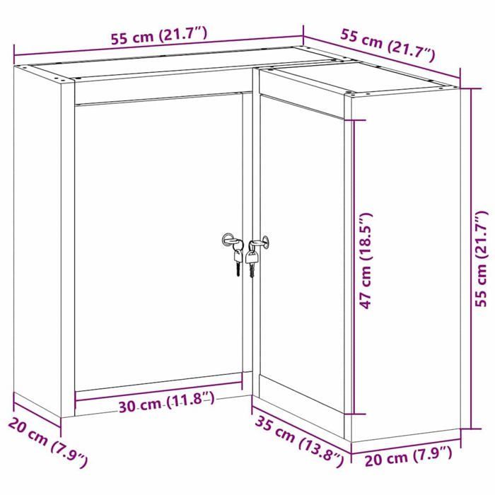 Armario de herramientas con estantes ajustables - vidaXL - 55x55x55 cm - Negro y gris - Madera de ingeniería y acero