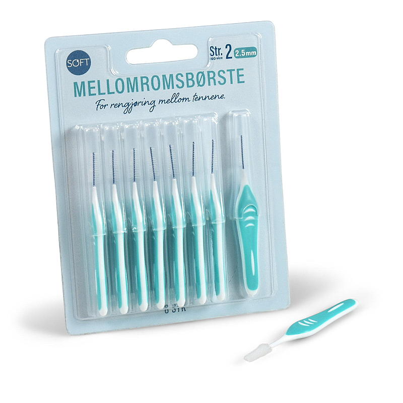 Myke interdentalbørster størrelse 2, 8-pakning