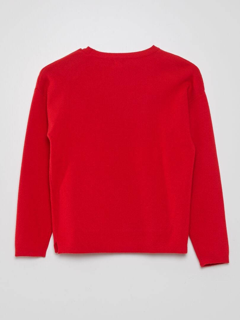 Gebreide trui met ronde hals - rood