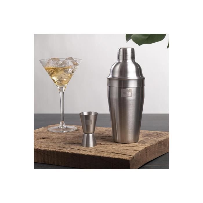 Shaker à cocktail - VACUVIN - Acier inoxydable - 750 ml - Passoire intégrée - Argent