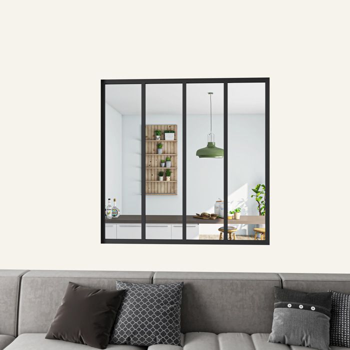 Werkstatt-Glastrennwand aus pulverbeschichtetem Aluminium und 4 mm starkem Sicherheitsglas – B 123 x H 108 cm – Schwarz – Maximale Helligkeit