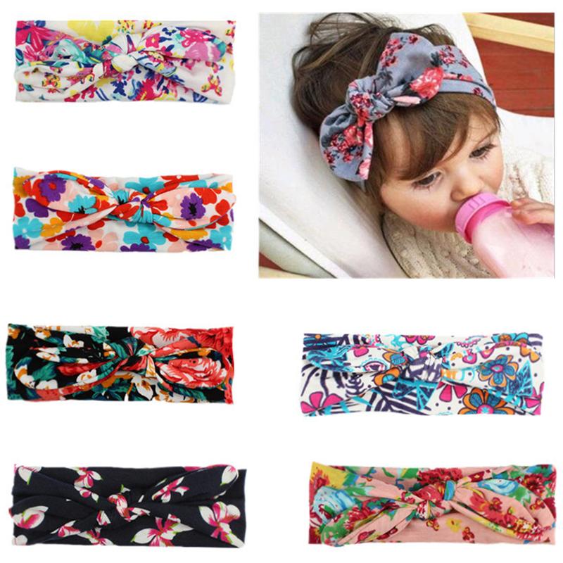 Faixa de cabelo floral boho para recém-nascidos e crianças pequenas, com laço elástico e acessórios para cabelo.