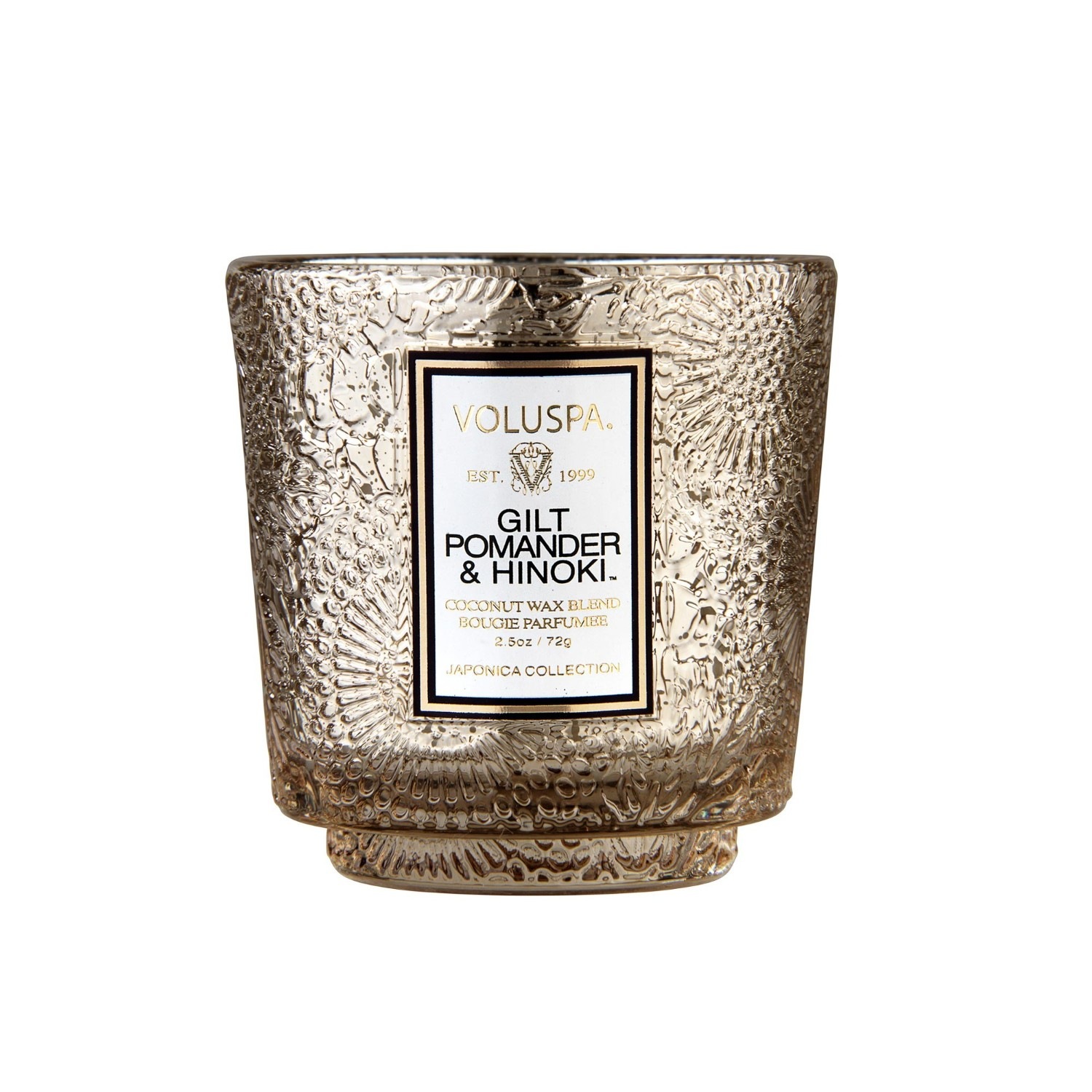 VOLUSPA Gilt Pomander & Hinoki Petite Pedestal Candle