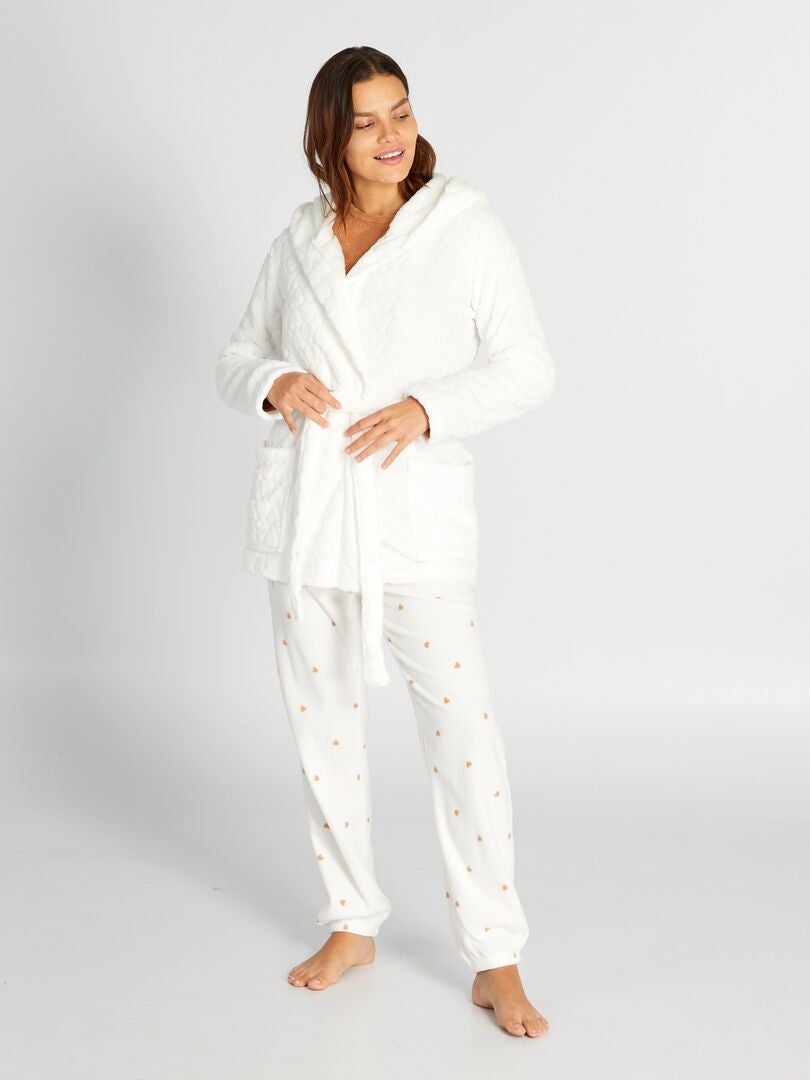 Fleece badjas - Wit