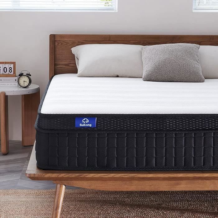 Materasso ibrido SUILONG 120x190 con molle insacchettate e memory foam, spessore 25 cm, 7 zone di comfort, rigido.
