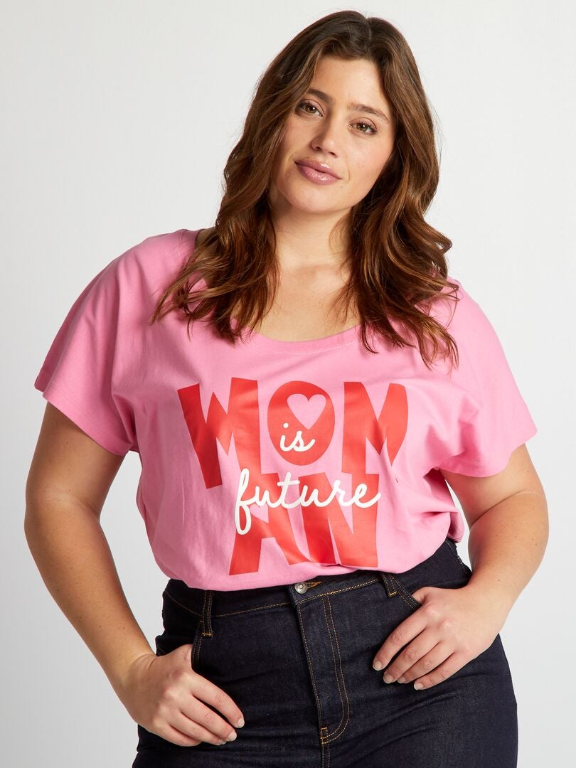 Bedrukt katoenen T-shirt - ROZE