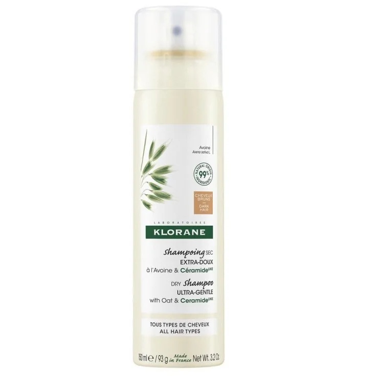 KLORANE Klorane Trockenshampoo mit Hafer und Ceramiden für dunkles Haar, 150 ml, wasserlose Haarwäsche