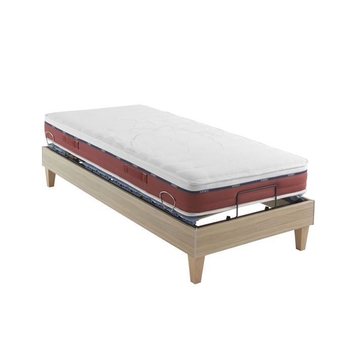 Set composto da materasso relax in lattice 100%, base letto e gambe, Twilight 600 - SOMEO 2x80x200 - Legno naturale - Garanzia di 7 anni - Someo