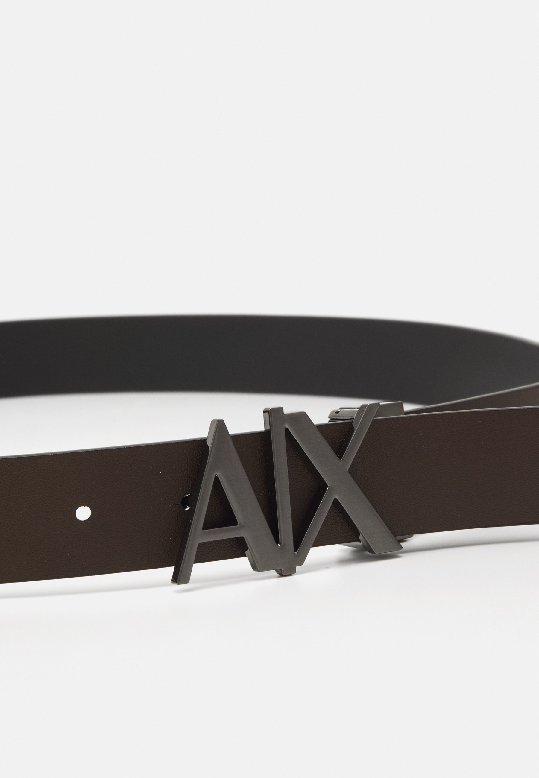 Armani Exchange PLATE BELT UNISSEX - Cinto - preto/marrom escuro