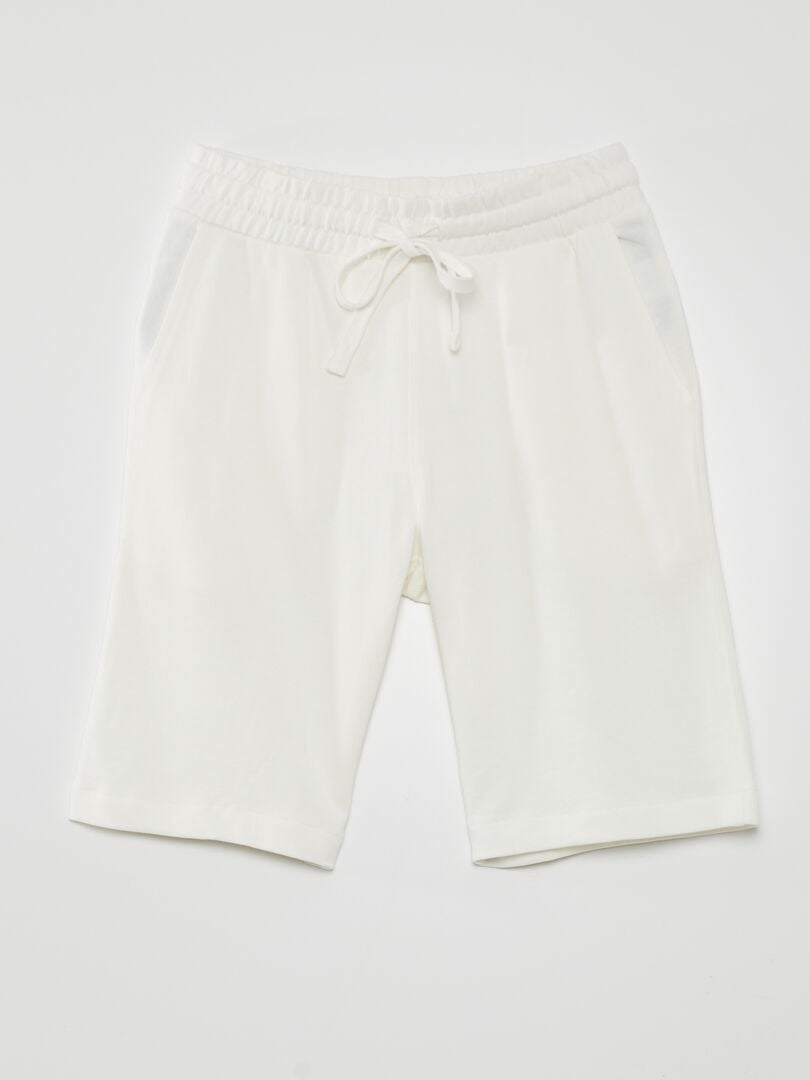 Calções de cor sólida em tecido polar - BRANCO