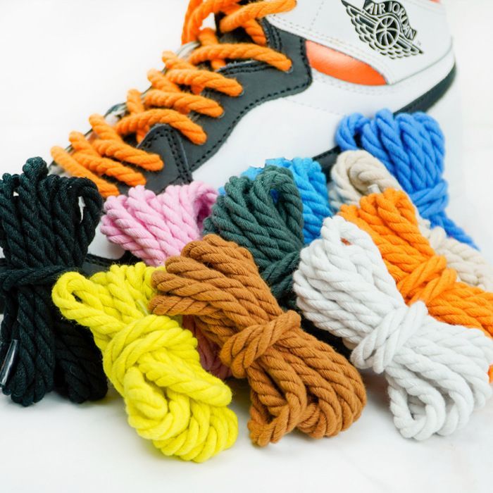 Lacets larges en corde - Lacets Chaussures - Blanc - 160 cm - 8 cm de diamètre - 100% coton