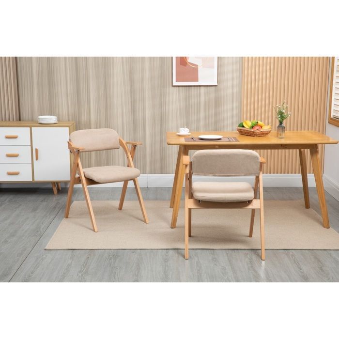 Stapelbare Klappstühle mit Armlehnen und Polsterung, 2er-Set, für Esszimmer, Büro, Farbe Khaki.