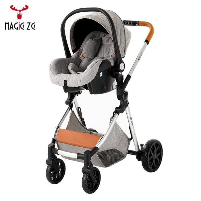 Poussette bebe Magic ZC Poussette trio, Pousette, Poussette cosy voyage, Serviette de bain+Sac à main+Pliage en un clic, Gris Clair