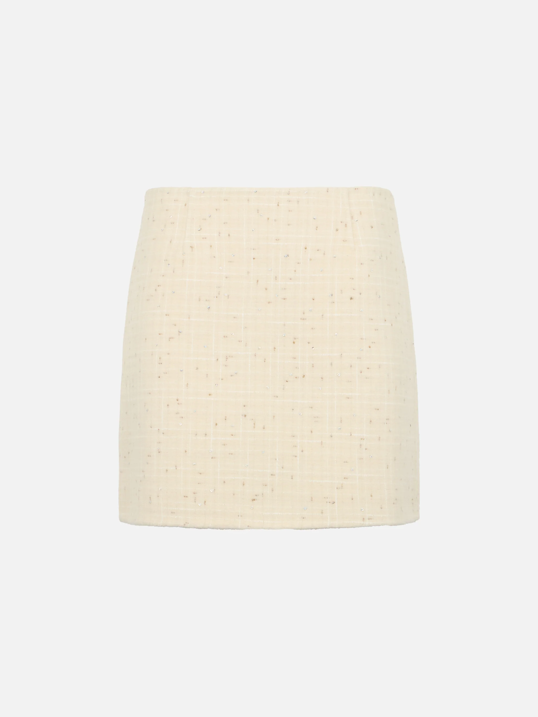 Jupe Katrine en tweed de laine blanche pour femme avec sequins