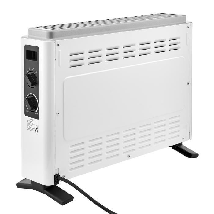 Calefactor eléctrico de convección OCEANIC de 2000 W - 3 niveles de potencia - Portátil - Blanco