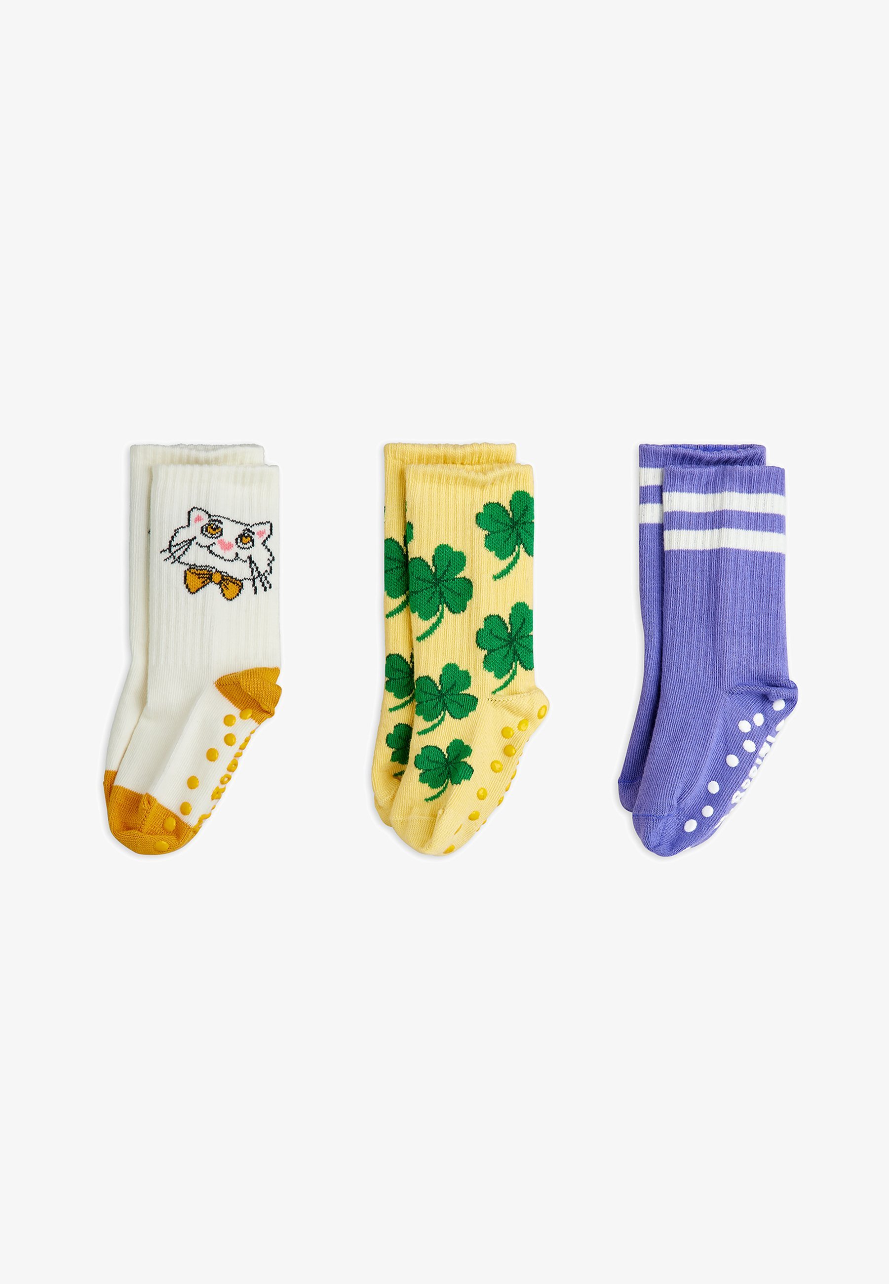 Mini Rodini CHAT CHAT - Lot de 3 chaussettes antidérapantes unisexes - Multicolore