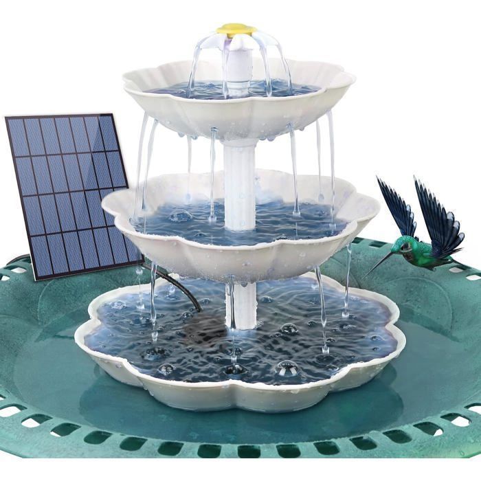 Fuente decorativa AISITIN DIY - Fuente solar de 3,5 W - Uso exterior - Baño para pájaros - Desmontable - Muebles de jardín