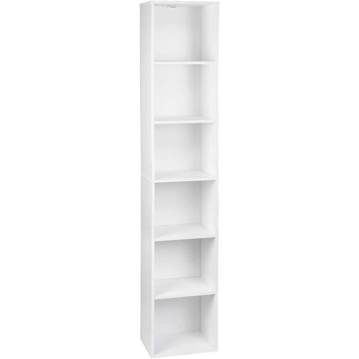 Librería WOLTU de MDF con 6 compartimentos de almacenamiento - Blanca