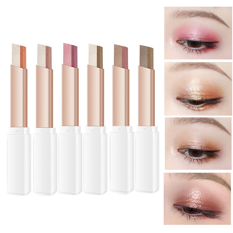 Stick fard à paupières 6 couleurs, double dégradé stéréo, fard à paupières crème scintillant, waterproof, maquillage pour les yeux TSLM1