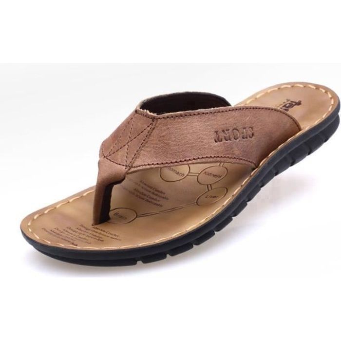 Chanclas de cuero para hombre, antideslizantes, cómodas, ideales para el verano, la piscina y la playa.