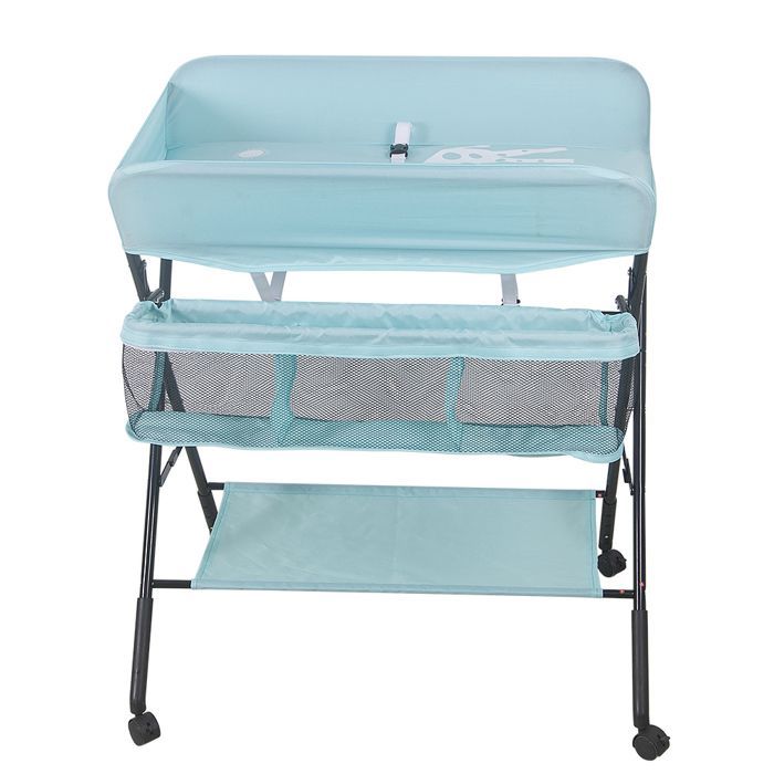 TAVOLO - Fasciatoio con cestino portaoggetti e appendiabiti - HUOLE - Altezza regolabile - 80*66*98 cm - Azzurro cielo