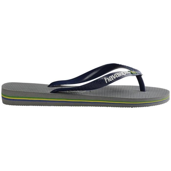 Infradito Havaianas Brasil Logo da donna - Punta aperta - Leggere e resistenti - Grigio acciaio/Blu navy