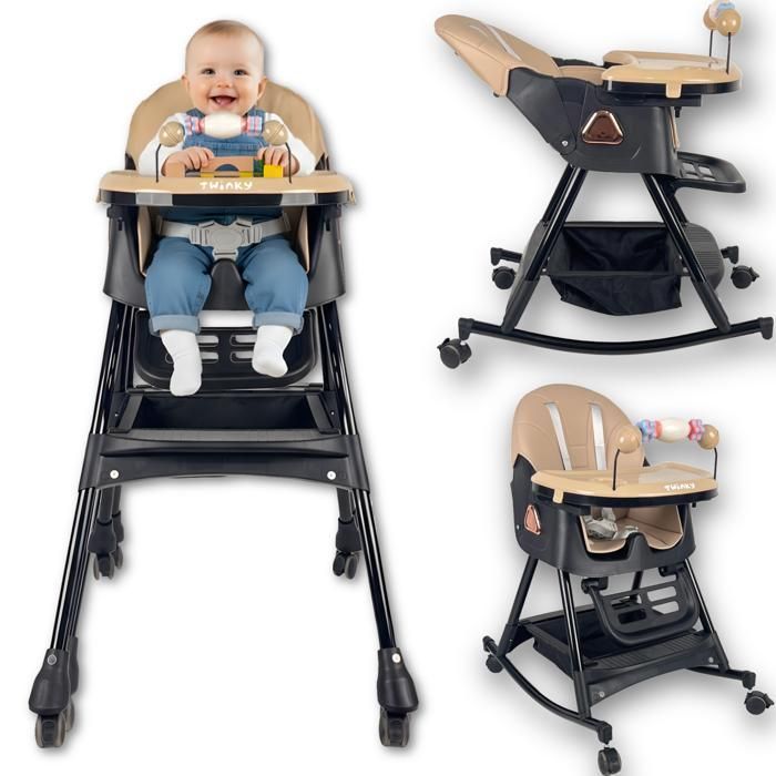 Twinky® Chaise Haute Bébé SWING | Évolutive, Pliable & Réglable | Siège Repas Confort de 6 Mois à 3 Ans | Multifonction
