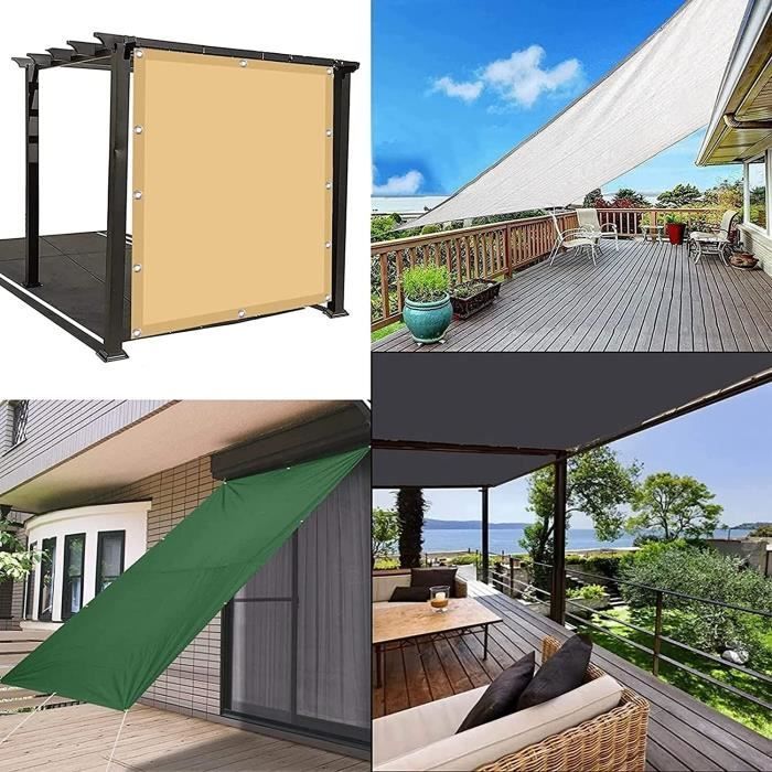 Toldo retangular para varanda, impermeável e resistente aos raios UV - LITREVE - 2,5 x 5 m - Cinza - 250 g/m² - Inclui 4 cordas