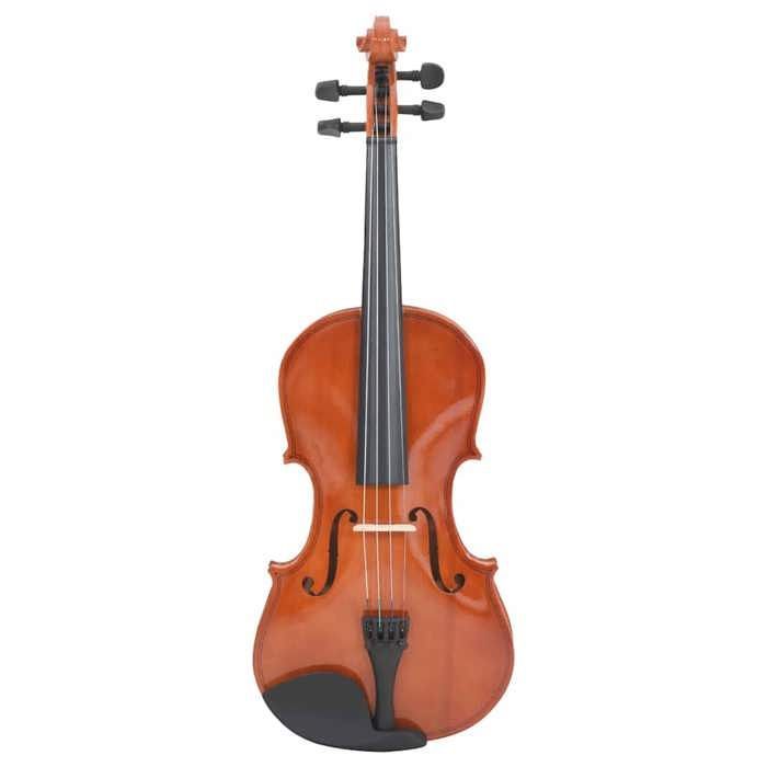 Juego de violín vidaXL con arco y mentonera, madera oscura, 4/4