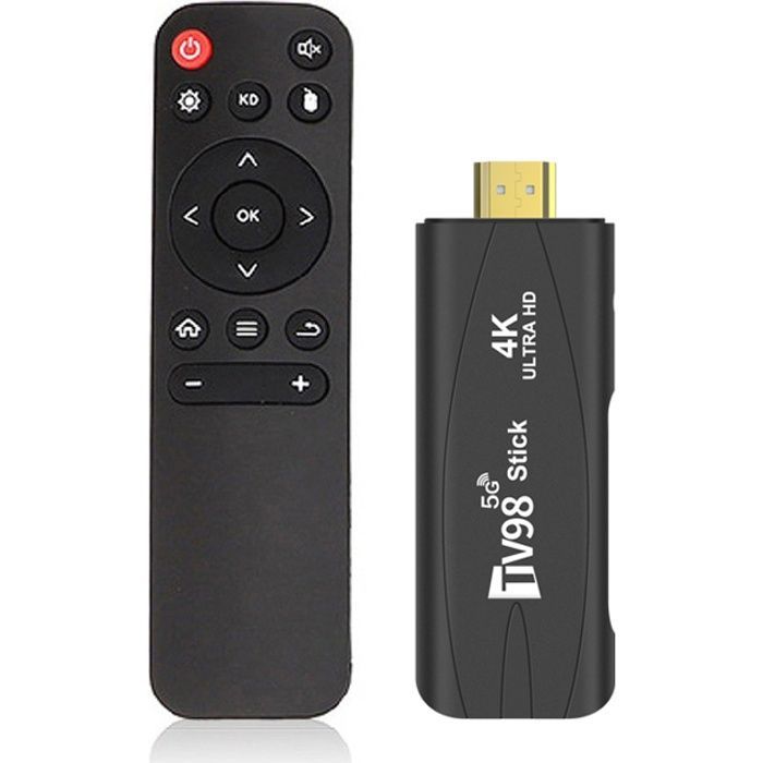 1+8G Multimedia 5G WIFI HD TV Stick con telecomando, Dual Band Android TV Box TV98