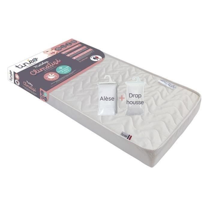 Matelas climatisé TINEO 60x120 cm + drap housse + alèse (lot)