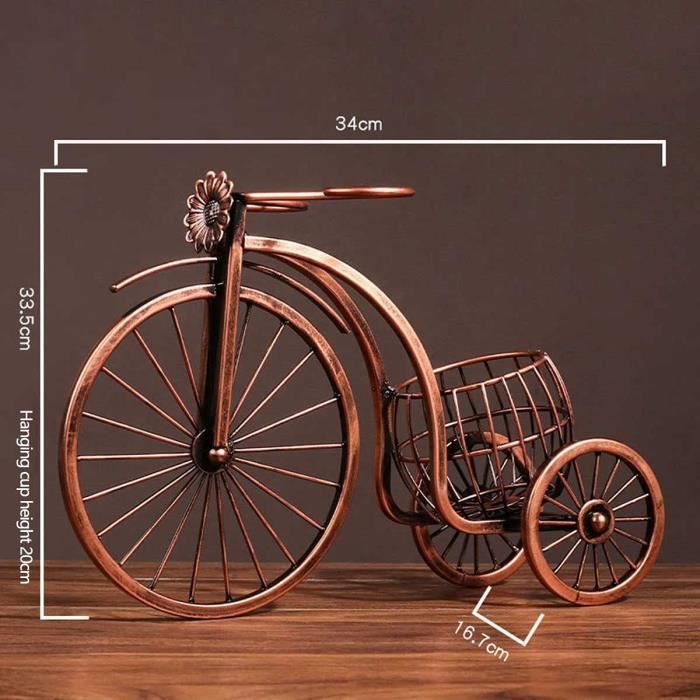Soporte para botellas de vino con forma de triciclo de hierro forjado de estilo retro [N3279]