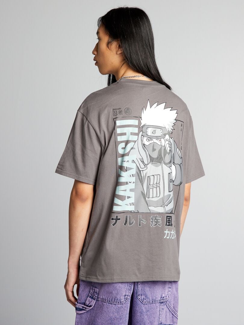 Oversized 'Naruto'-t-shirt - GRIJS