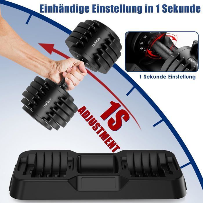 DH FitLife säädettävät käsipainot 4-25 kg, tilaa säästävä käsipainosetti, vaihtelevat painot, 10 kpl 1:ssä, 2 kpl pakkaus
