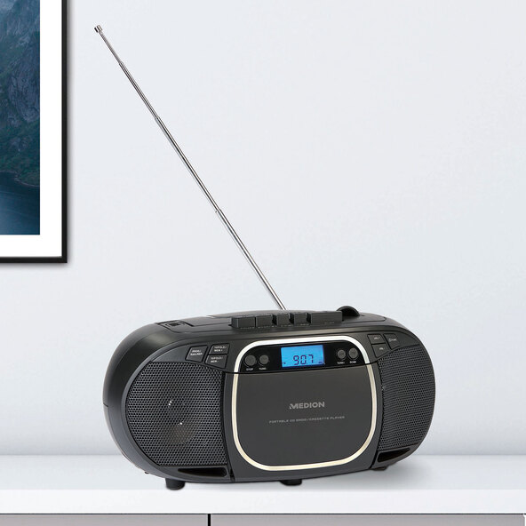 Leitor de CD/MP3 cassete E66476 (MD44176), preto