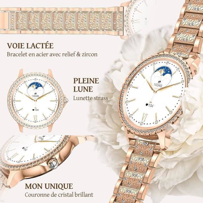 KIQULOV Damen-Smartwatch mit Bluetooth-Anruffunktion, 1,32