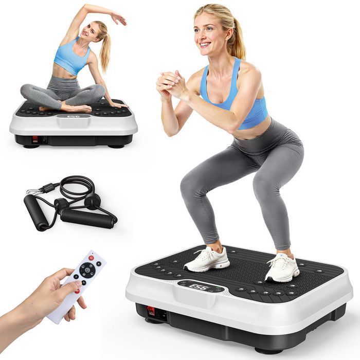 Plaque vibrante - DSKEUZEEW - 250 niveaux - Écran LCD - 9 modes - max. 150kg - Blanc