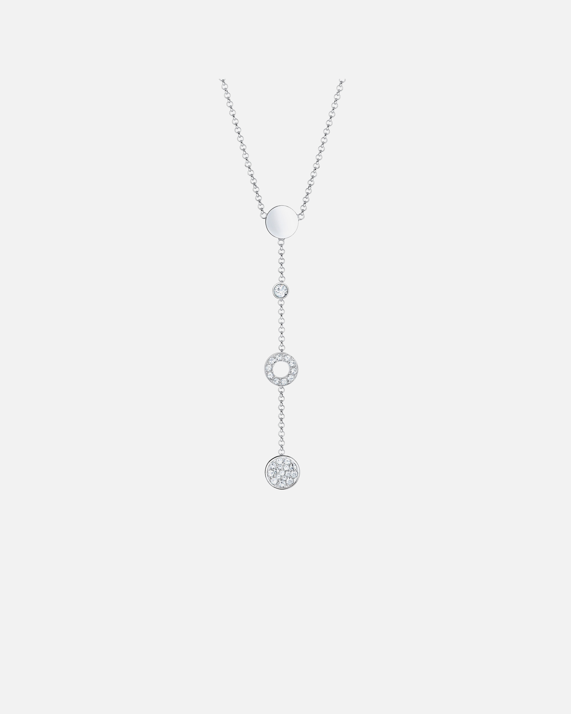 Elli Femmes Y chaîne cercles cristaux en argent sterling 925