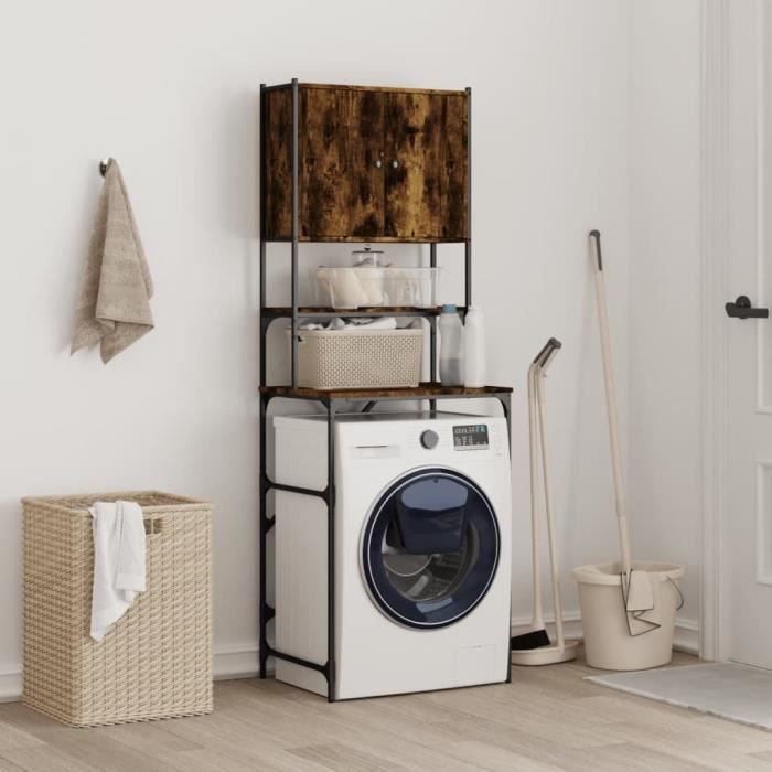 Mothinessto - Mueble para lavadora, roble ahumado, 68x48,5x194 cm