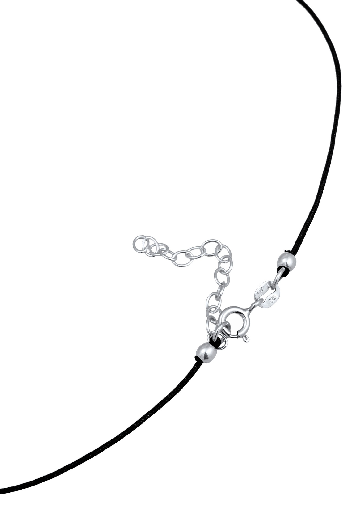 Elli PREMIUM Femmes Choker pendentif en nylon noir avec pointe de cristal en argent sterling 925