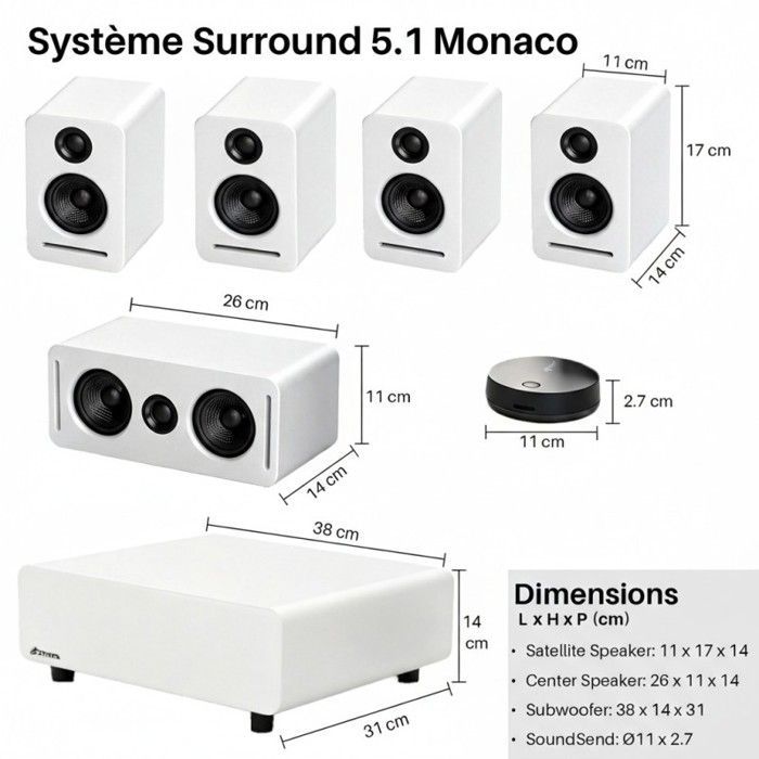 Sistema de cine en casa 5.1 - LANGTU - WiSA de 24 bits - Certificado THX - Compatible con ARC/eARC