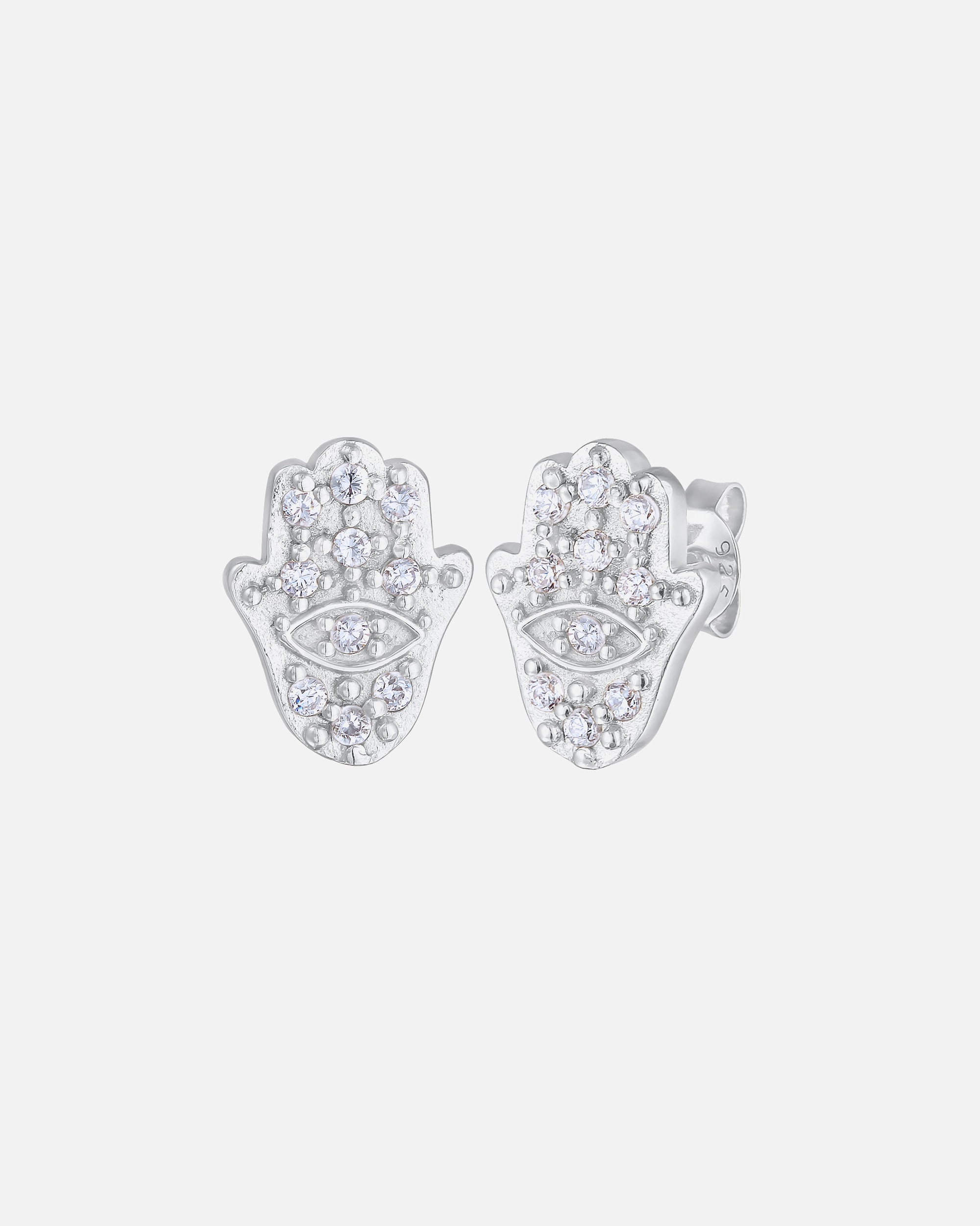 Elli Femmes Clous d'oreilles Hamsa main symbole avec Cristal de Zirconium en Argent Sterling 925