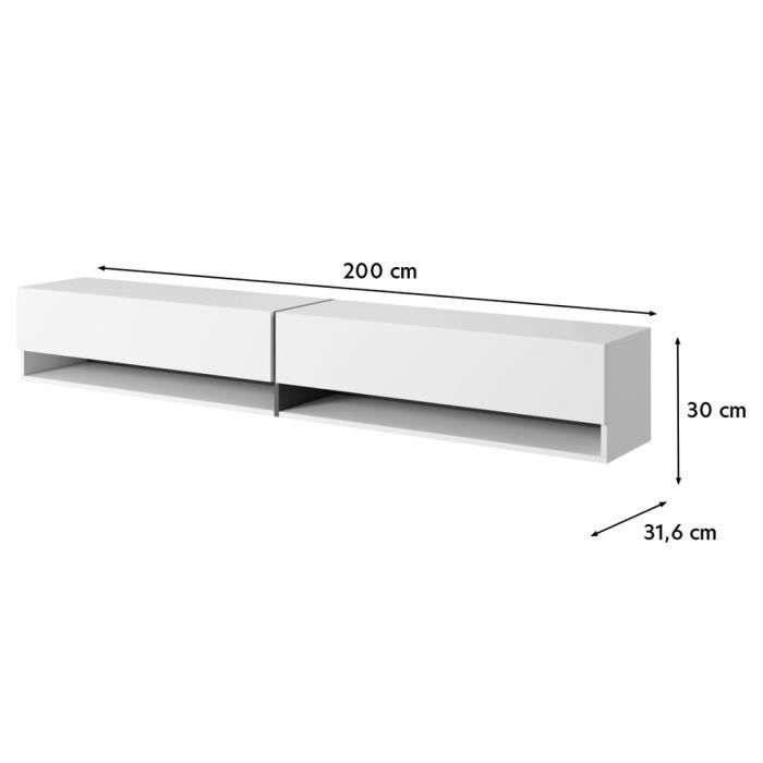 Mueble para TV - SELSEY - MIRRGO - 200 cm - roble artesanal - inserción de grafito