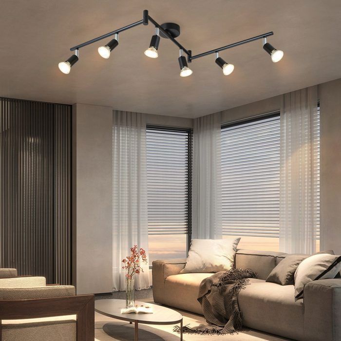 NETTLIFE 330 Spot Plafondlamp - Zwart - GU10 6 Lampen - 350° Verstelbaar